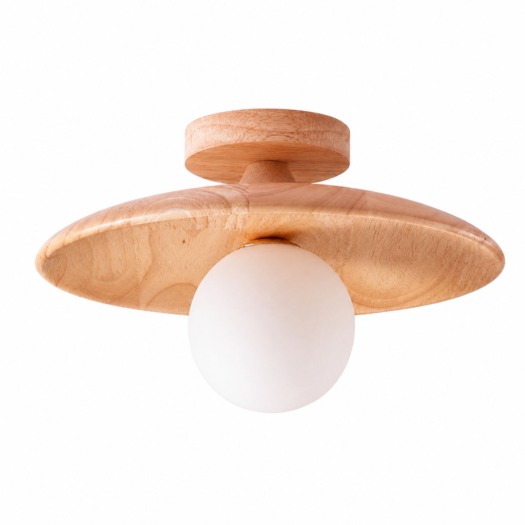 Nordic Wood Globe Flush Mount Ceiling Light