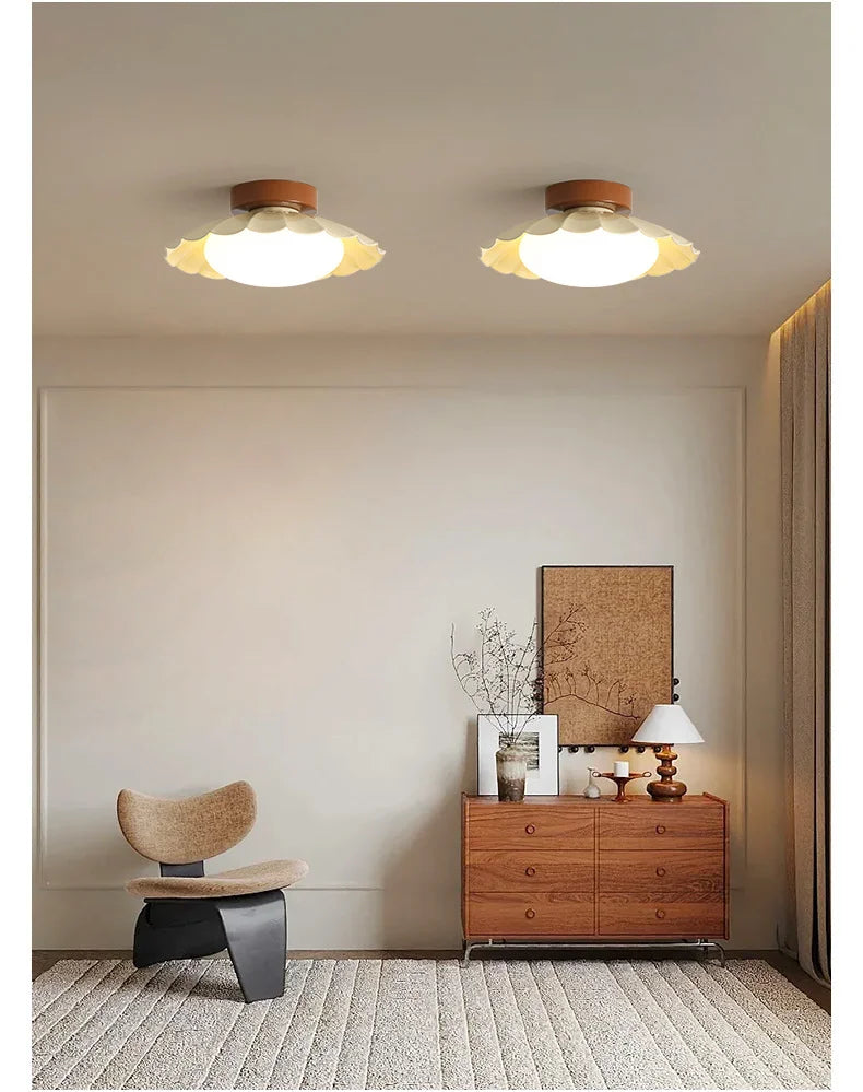 Vintage Scalloped Petal Flush Ceiling Light