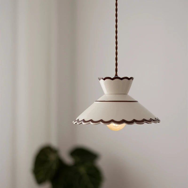 Vintage Fluted Ceramic Pendant Light