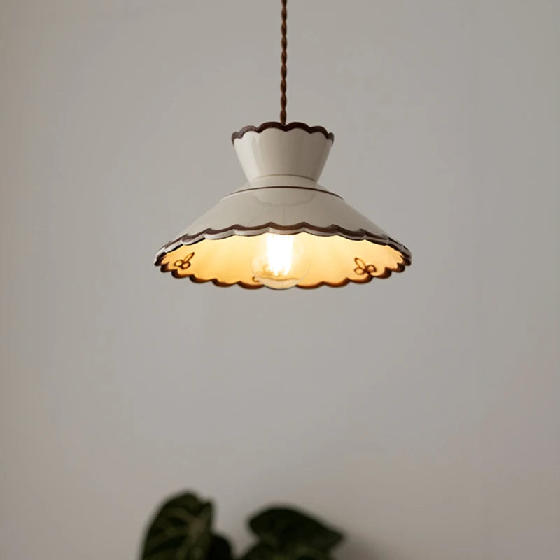 Vintage Fluted Ceramic Pendant Light