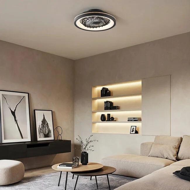 Black Ceiling Fan with Dimmable LED Light