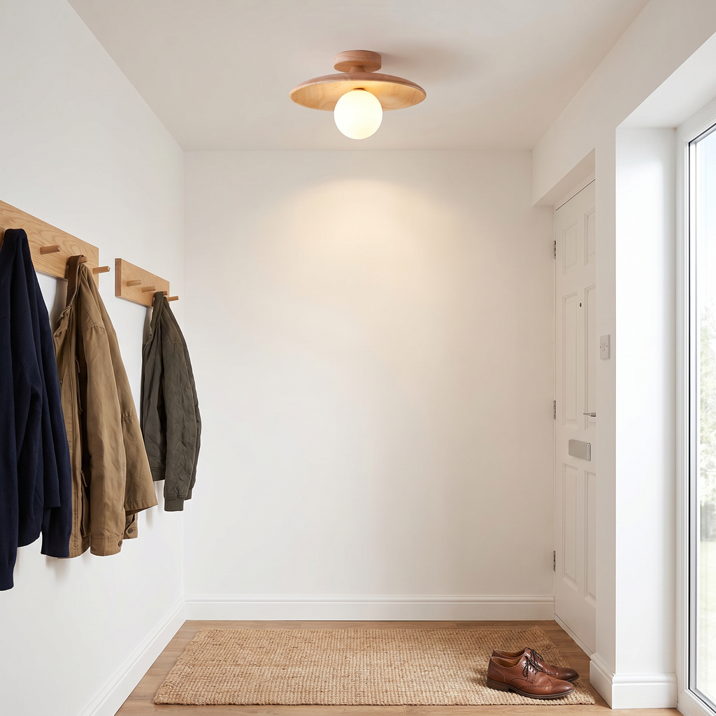Nordic Wood Globe Flush Mount Ceiling Light