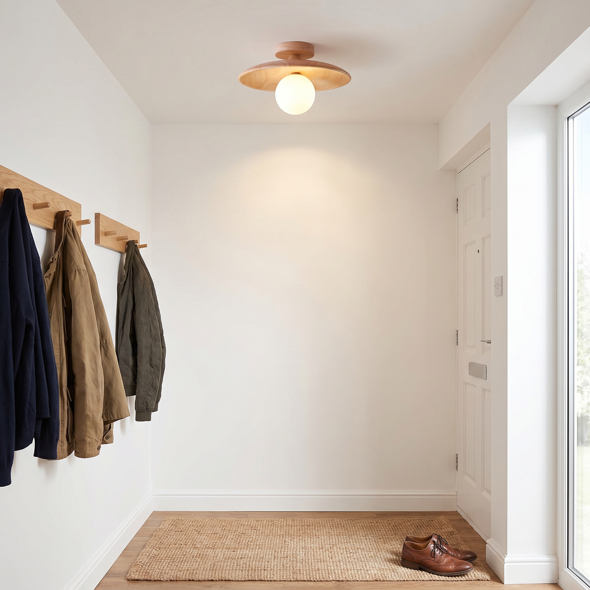 Nordic Wood Globe Flush Mount Ceiling Light