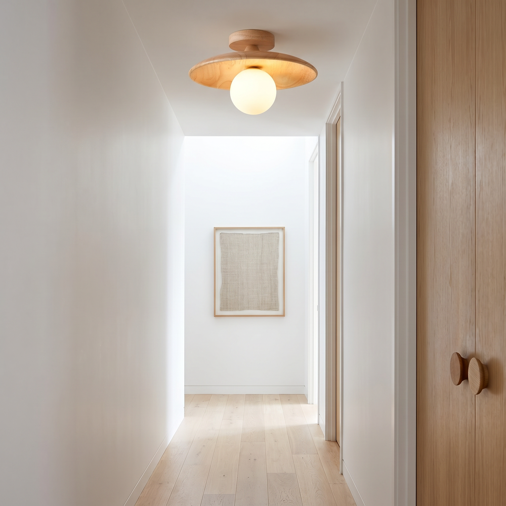 Nordic Wood Globe Flush Mount Ceiling Light
