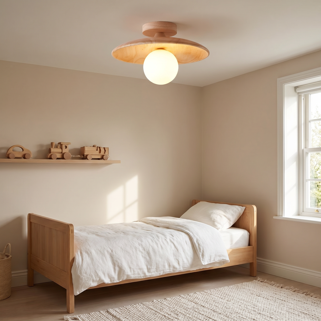 Nordic Wood Globe Flush Mount Ceiling Light