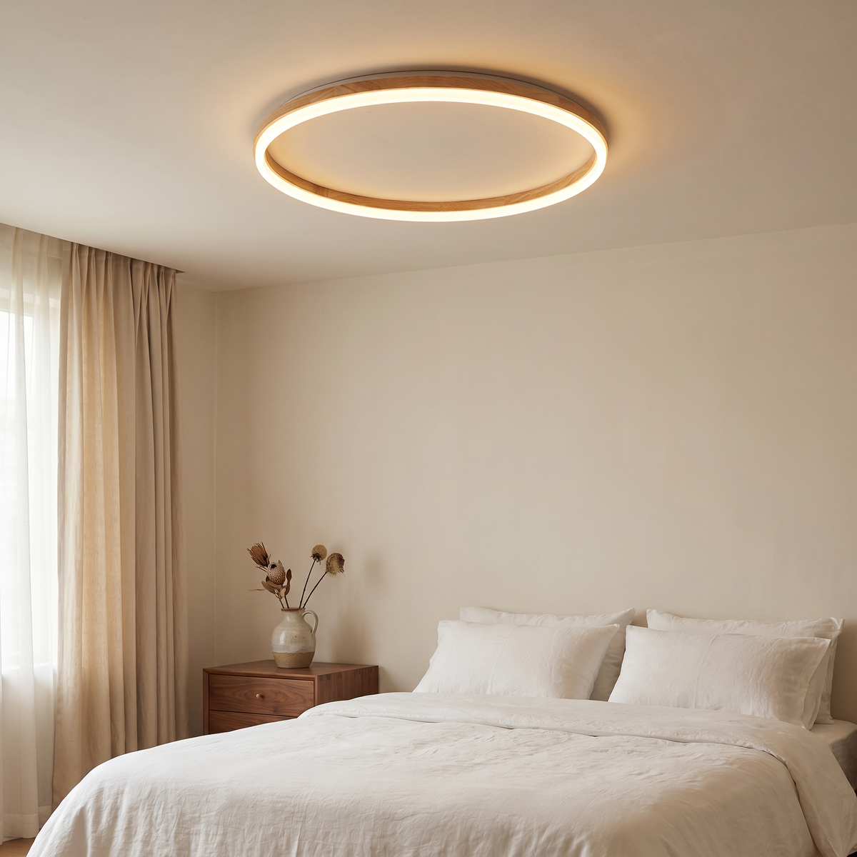 Nordic Wood Ring LED Ceiling Light