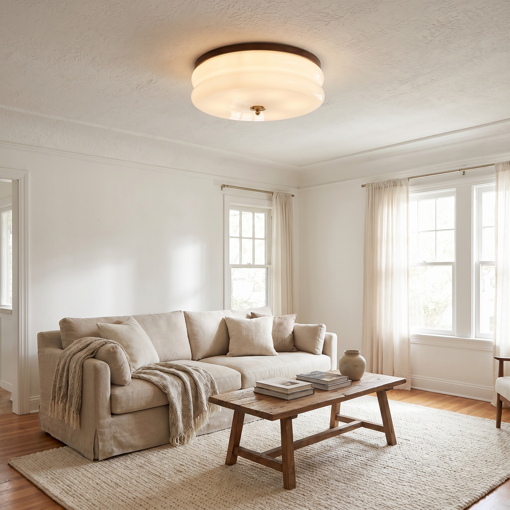 Minimalist Glass Disc Flush Mount Ceiling Light