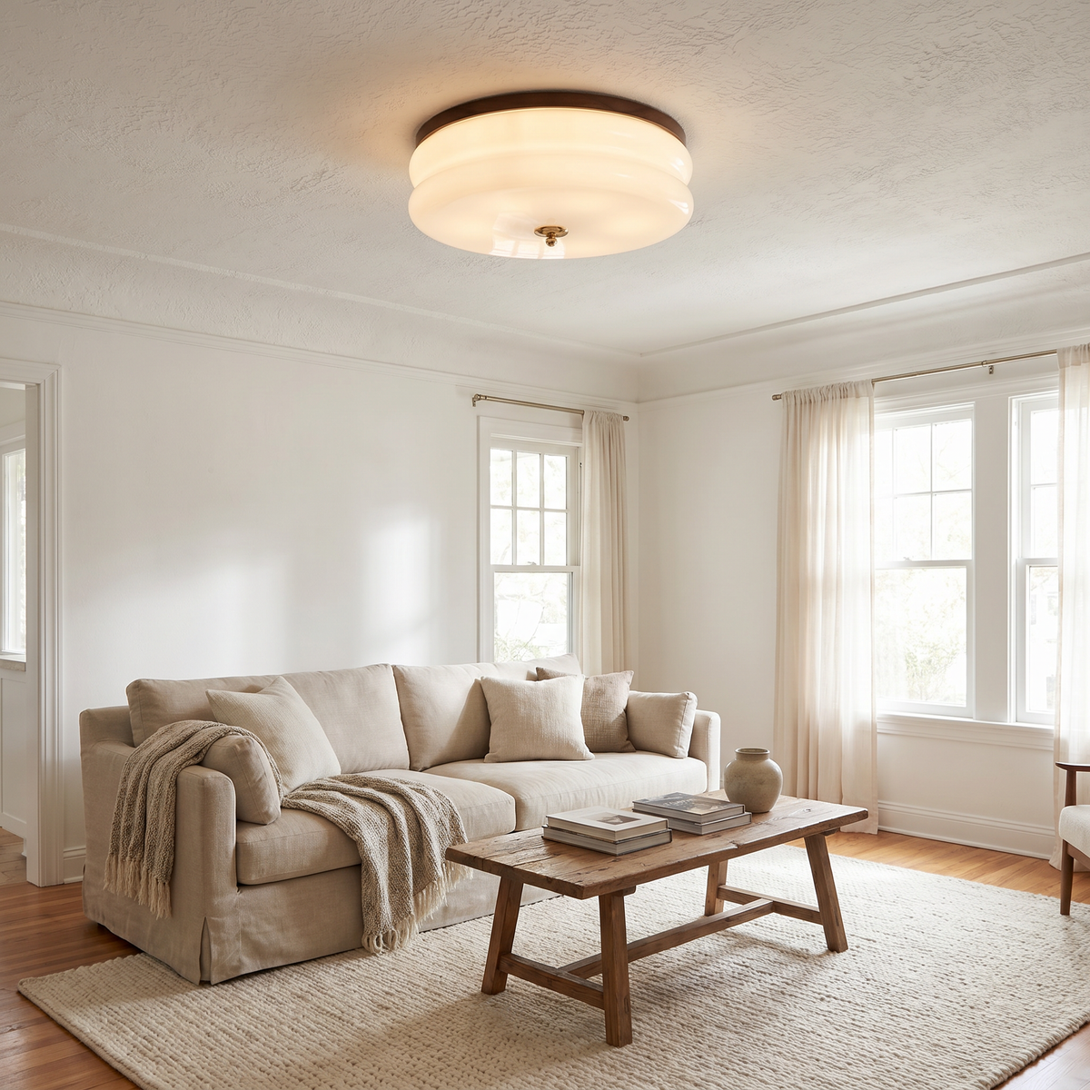 Minimalist Glass Disc Flush Mount Ceiling Light
