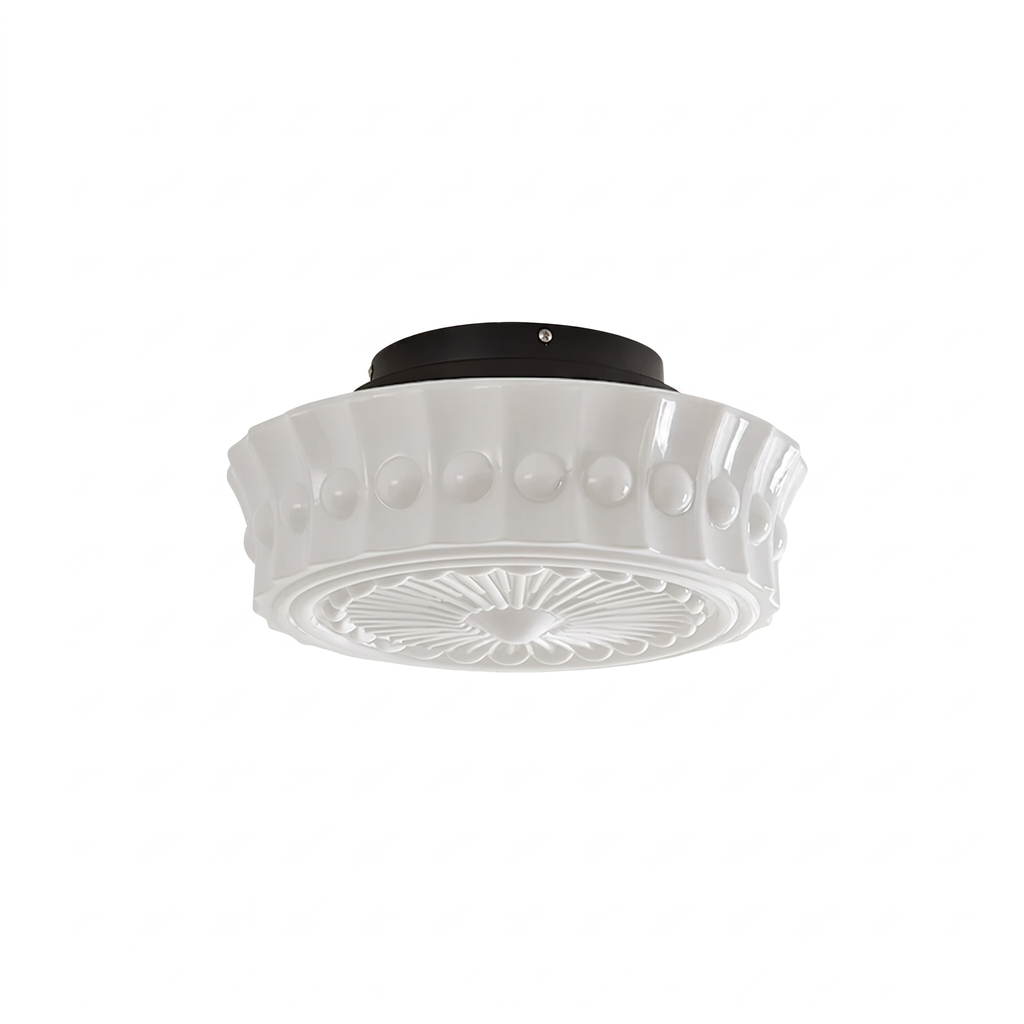 Vintage Fluted Glass Flush Mount Ceiling Light
