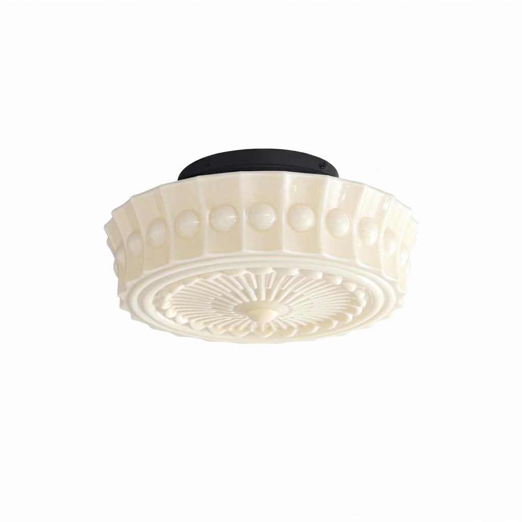 Vintage Fluted Glass Flush Mount Ceiling Light