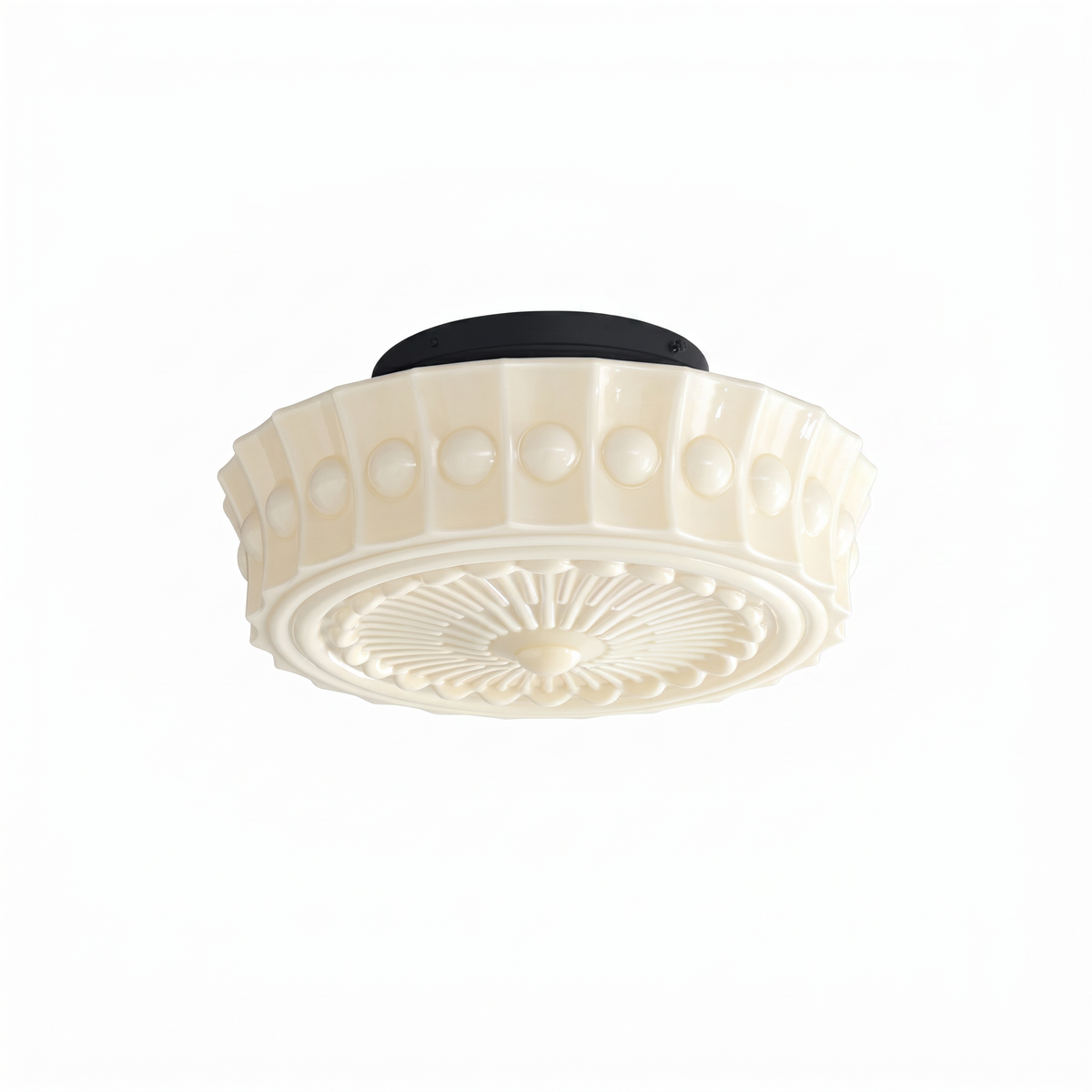Vintage Fluted Glass Flush Mount Ceiling Light