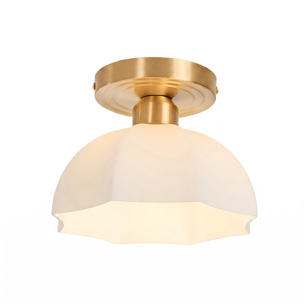 Modern Brass Opal Glass Flush Mount Ceiling Light