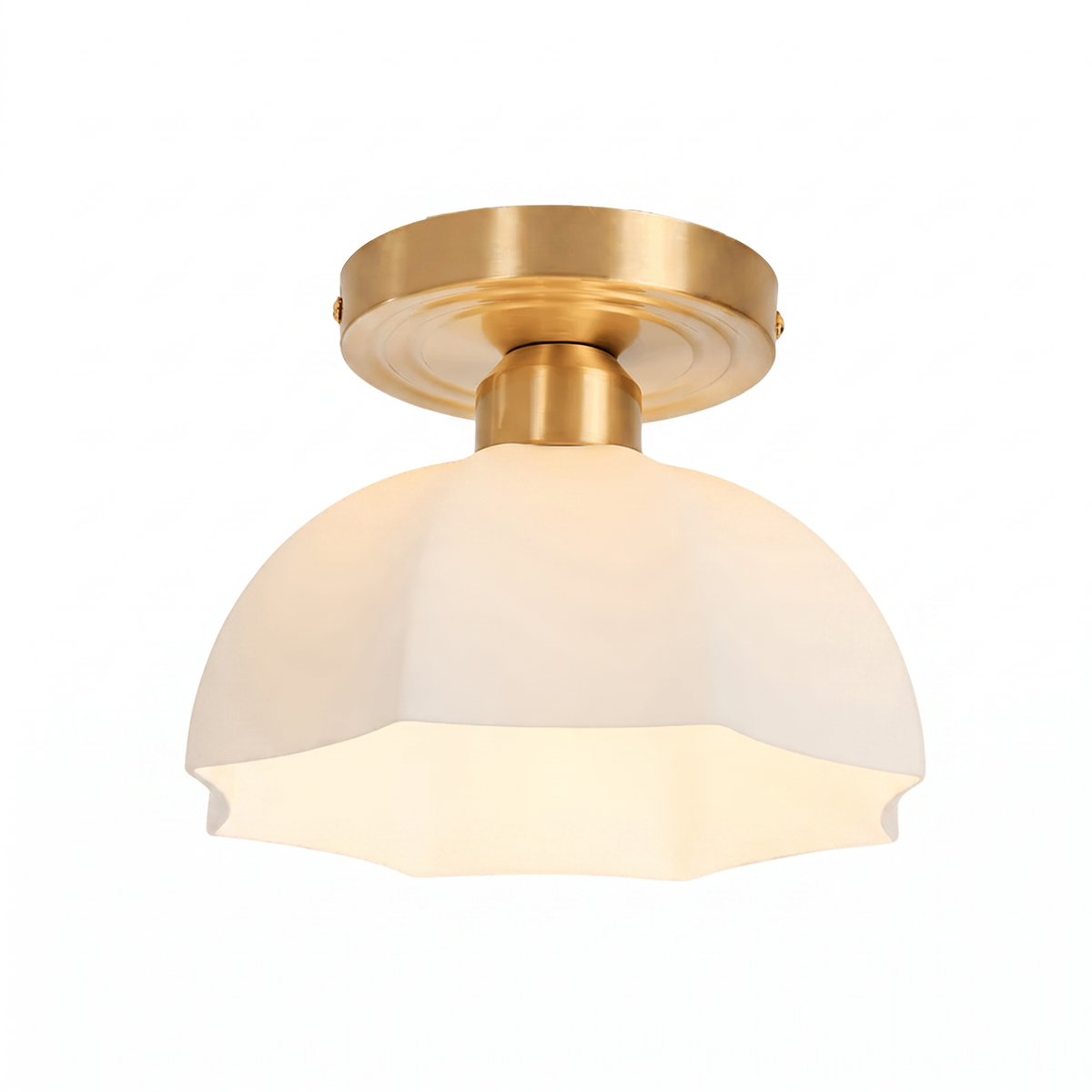Modern Brass Opal Glass Flush Mount Ceiling Light