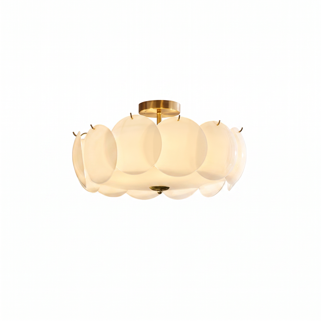 Vintage Petal Glass Semi-Flush Ceiling Light