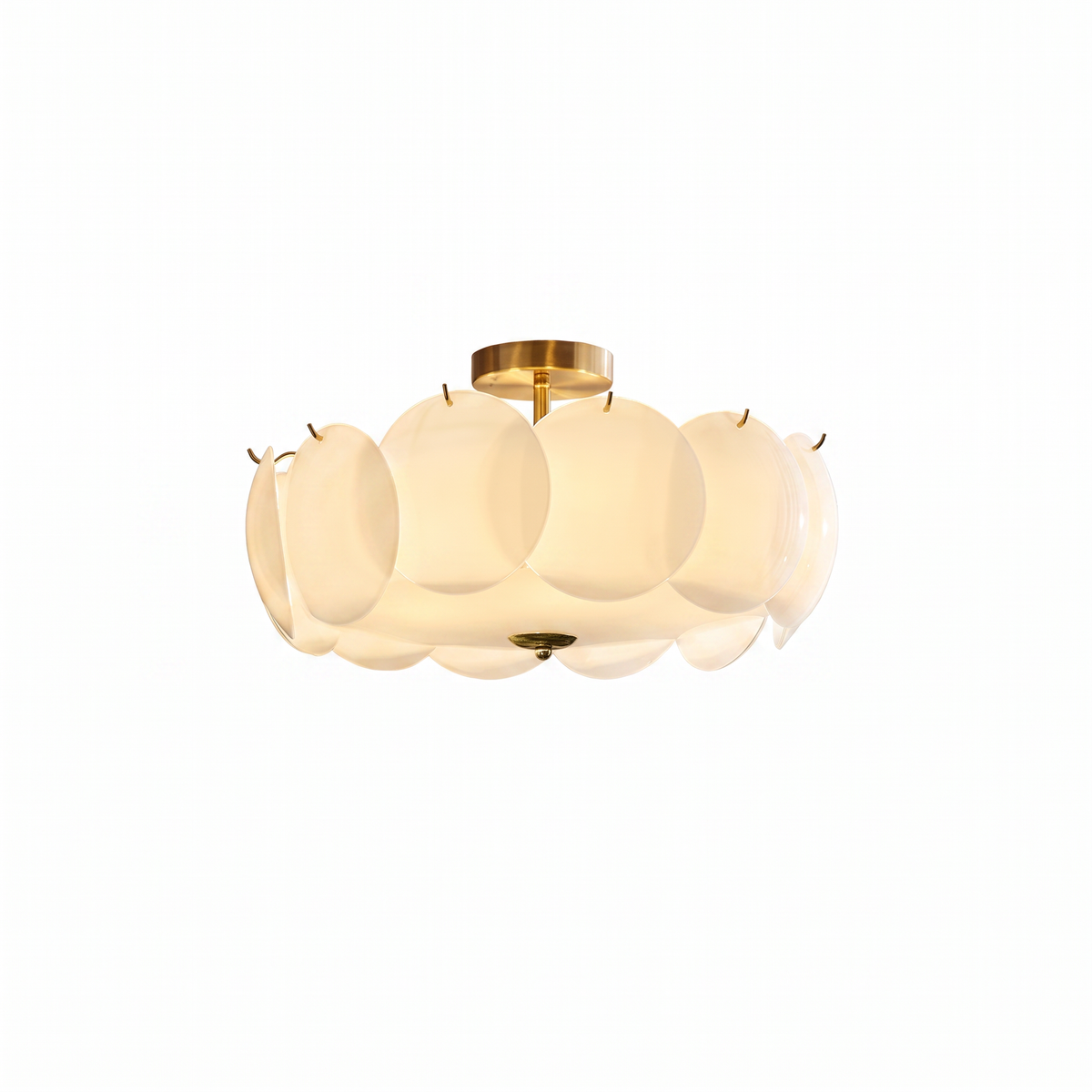Vintage Petal Glass Semi-Flush Ceiling Light