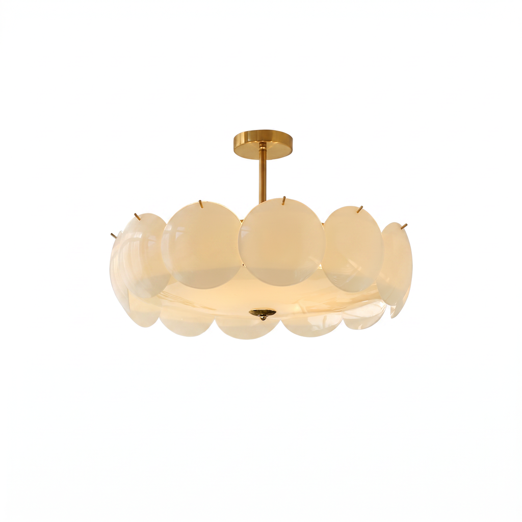 Vintage Petal Glass Semi-Flush Ceiling Light