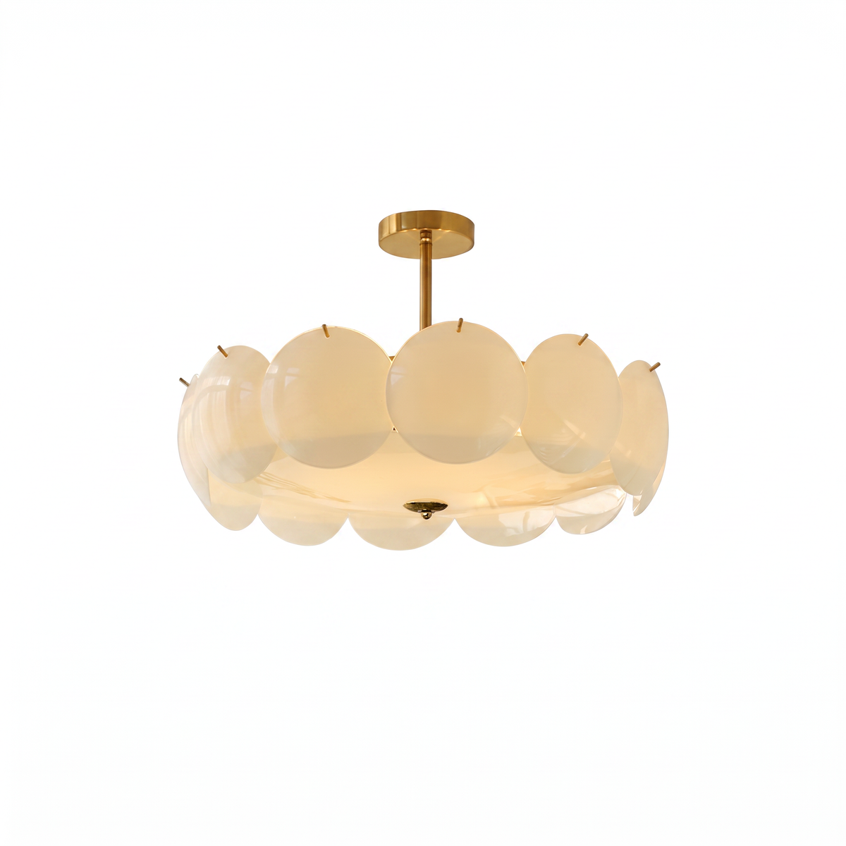 Vintage Petal Glass Semi-Flush Ceiling Light