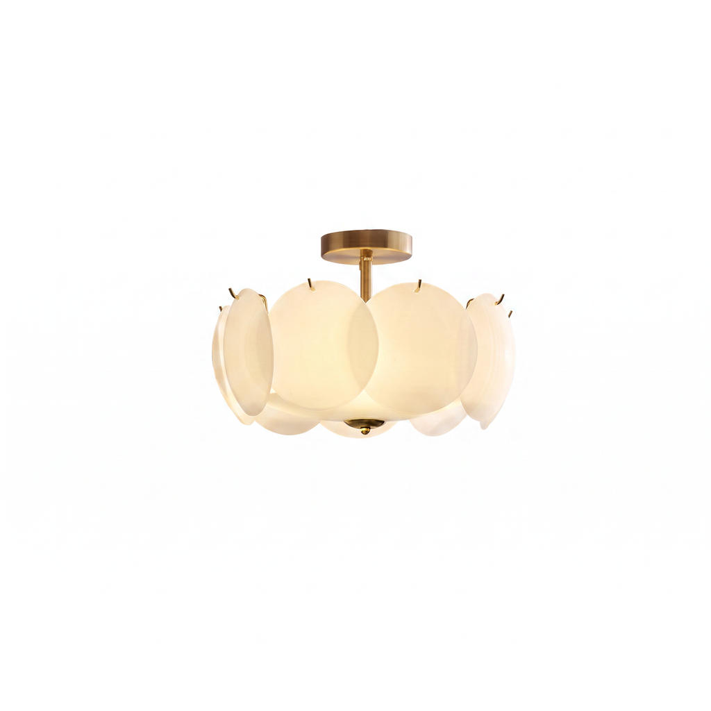 Vintage Petal Glass Semi-Flush Ceiling Light