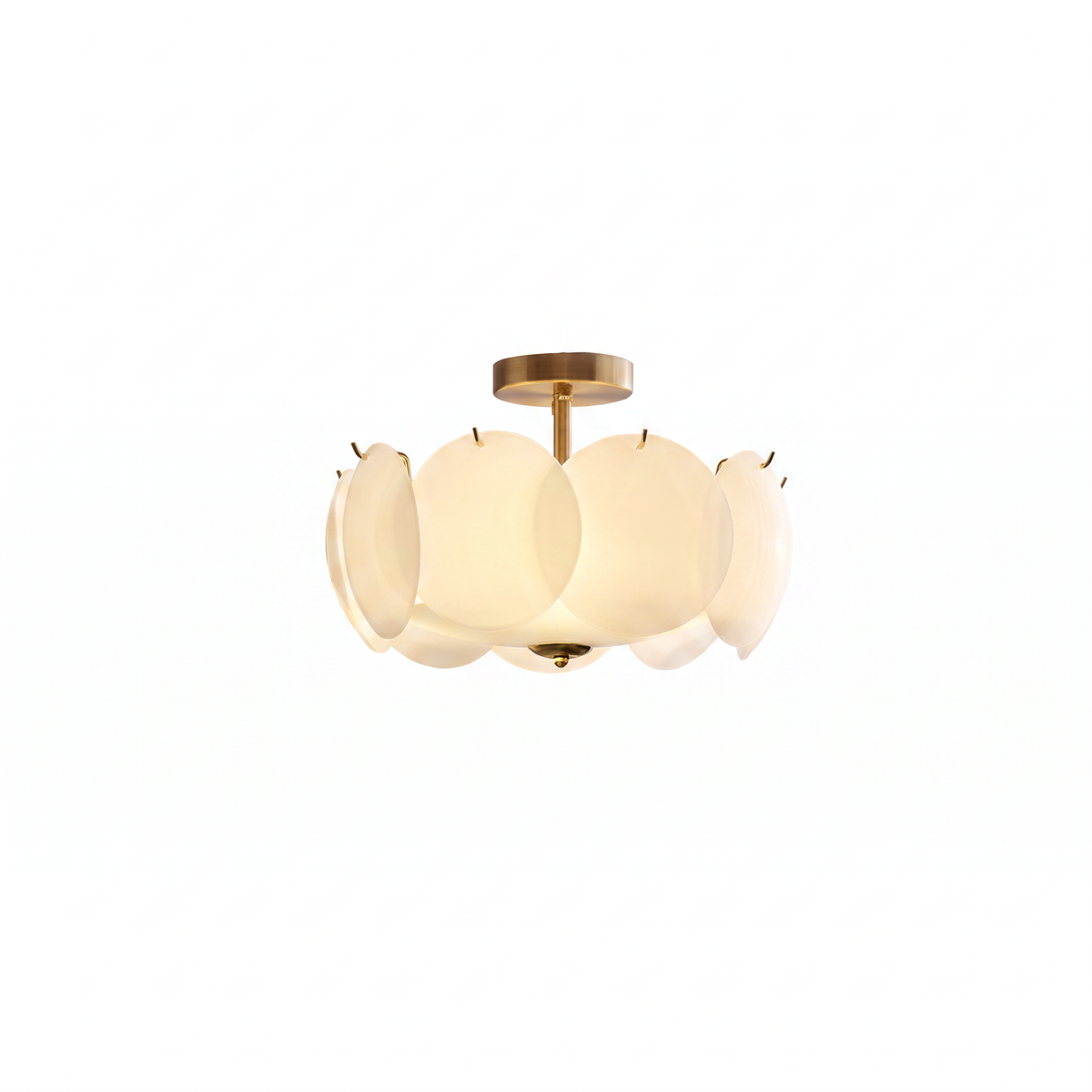 Vintage Petal Glass Semi-Flush Ceiling Light