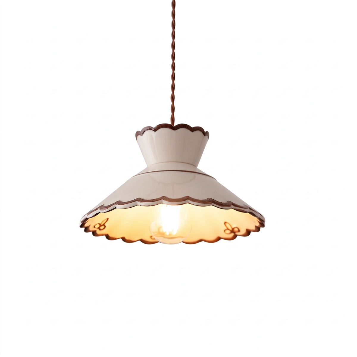 Vintage Fluted Ceramic Pendant Light