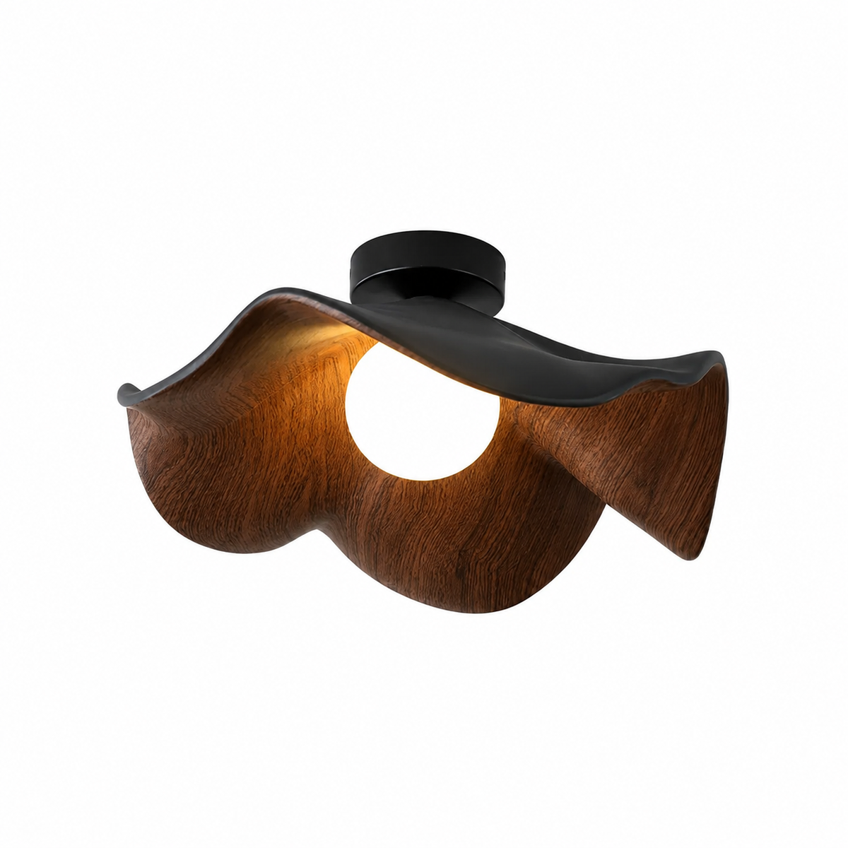 Nordic Wavy Wood-Grain Ceiling Light