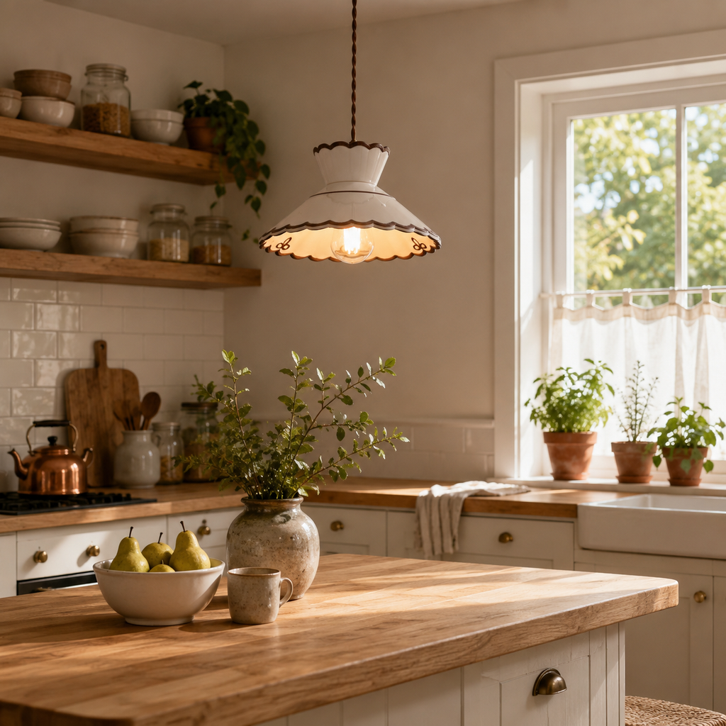 Vintage Fluted Ceramic Pendant Light