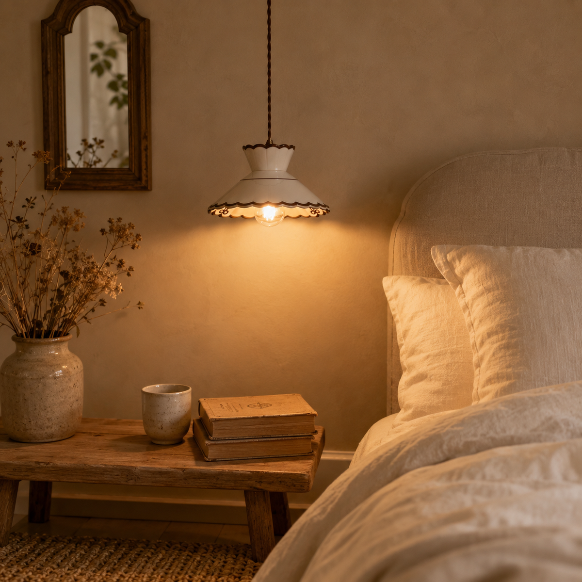 Vintage Fluted Ceramic Pendant Light