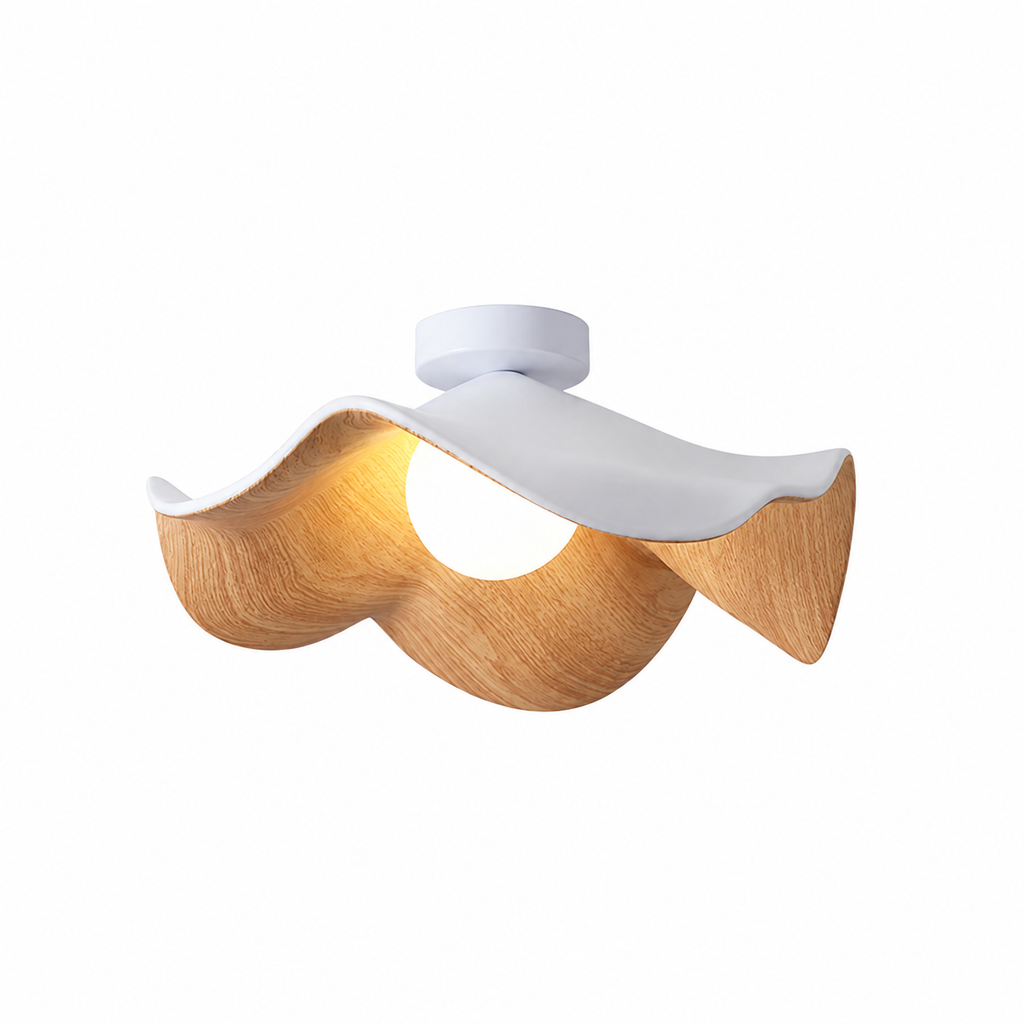 Nordic Wavy Wood-Grain Ceiling Light