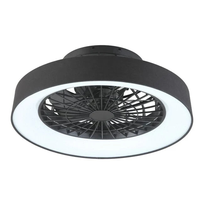 Black Fabric Ceiling Fan with Dimmable LED Light