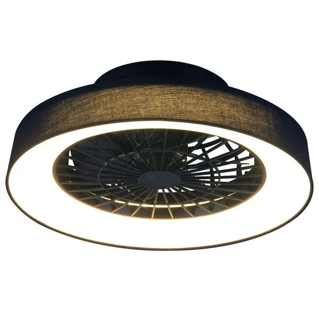 Black Fabric Ceiling Fan with Dimmable LED Light