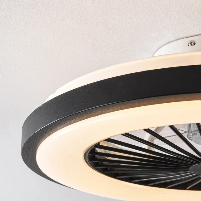 Black Flush Mount Ceiling Fan with LED Light